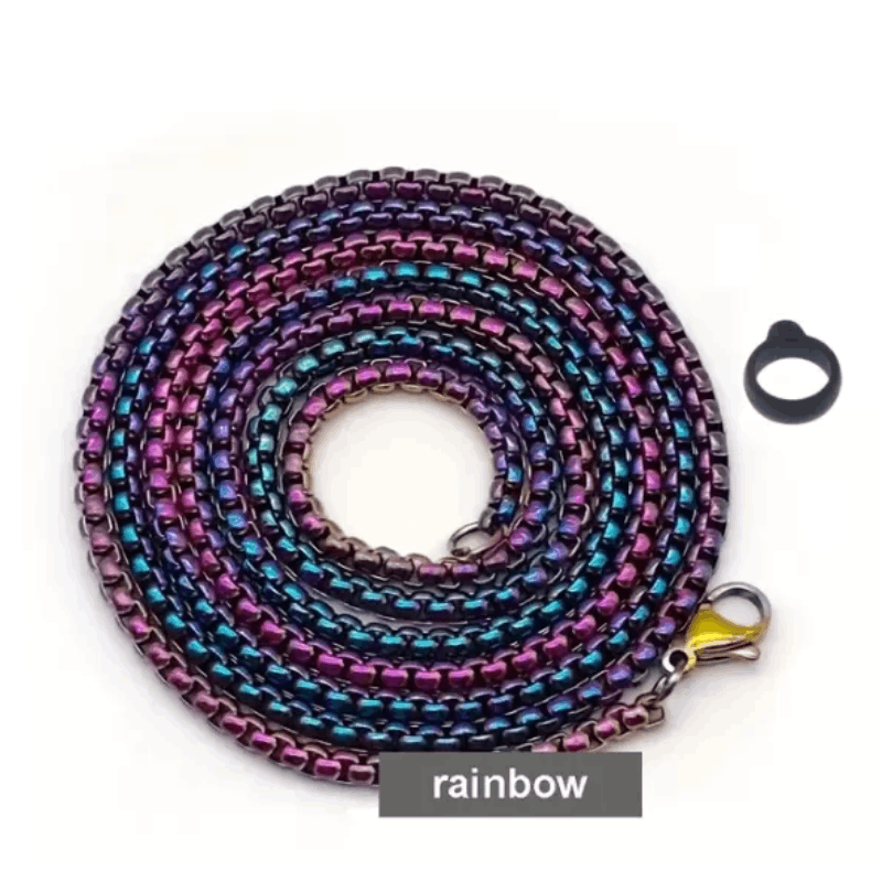 بند گردنی زنجیری همراه با حلقه کوچک رنگ هفترنگ